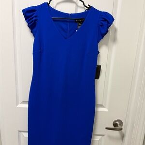Superdown Royal Blue Midi Dress with Ruffle Sleeves